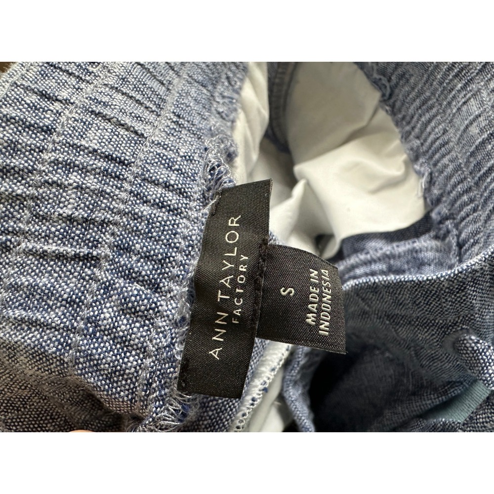 Ann Taylor Factory Blue Linen Blend Drawstring Pants Small 509114 Womens - Picture 7 of 8